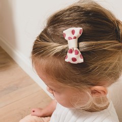 Your Little Miss Baby hair clips with bow - neutral strawberry