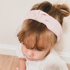 Your Little Miss Wide tiara with button - pink check