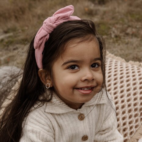 Your Little Miss Ribbed Hairband with bow - sweet nectar rib