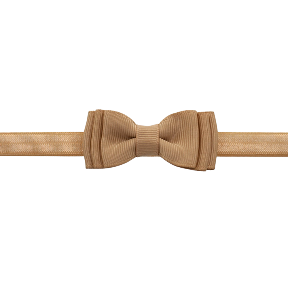 Your Little Miss Baby headband with double bow - latte brown