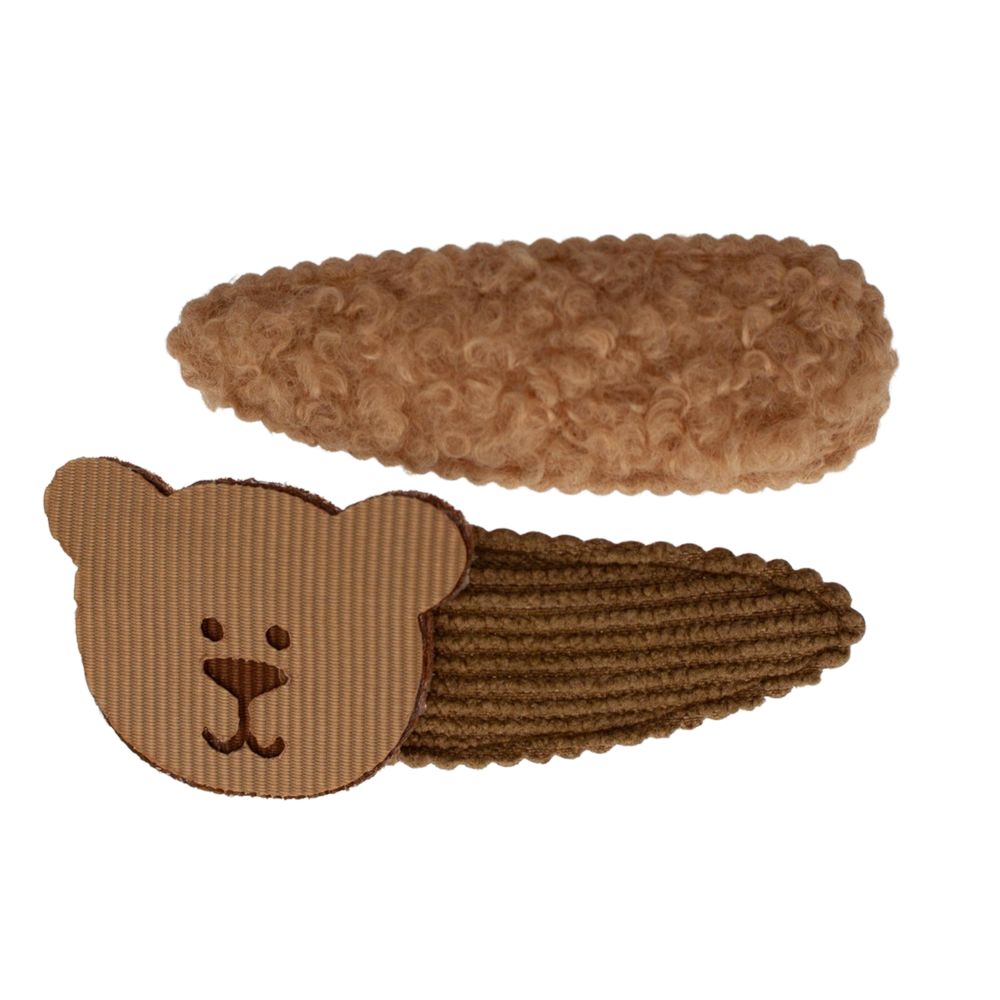 Your Little Miss Snap clips with fabric - teddy bear