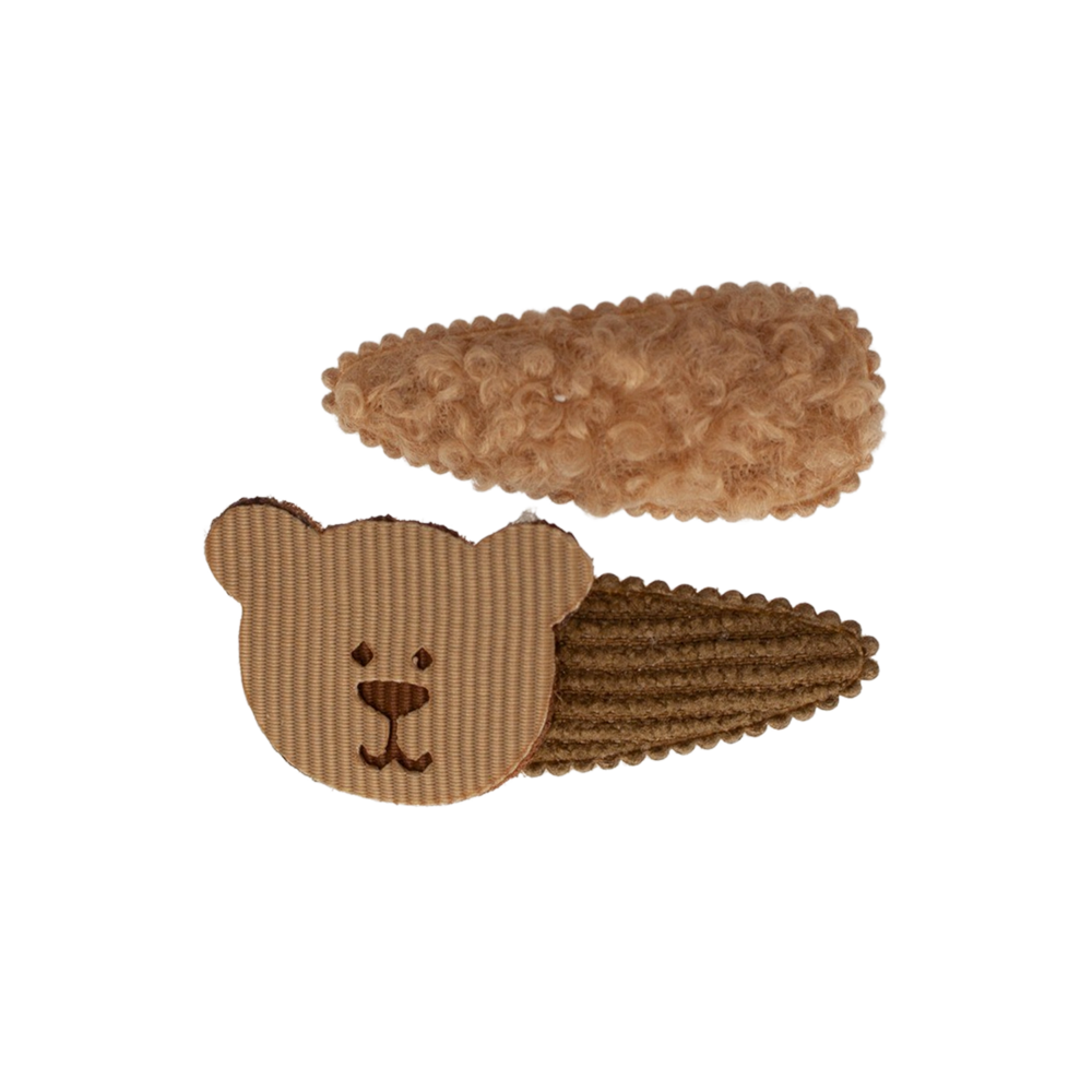 Your Little Miss Baby snap clips with fabric - teddy bear