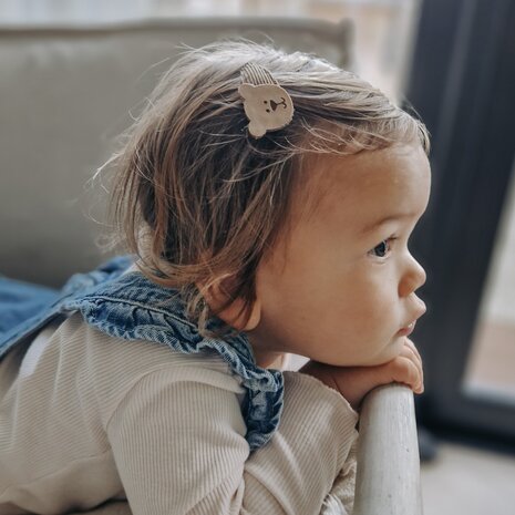 Your Little Miss Klick-Klack-Haarspangen mit Stoff - teddy bear