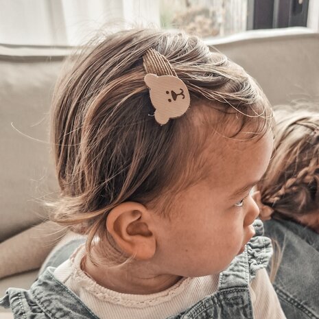 Your Little Miss Snap clips with fabric - teddy bear