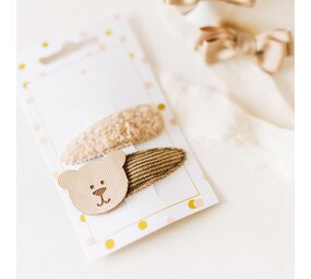 Your Little Miss Snap clips with fabric - teddy bear Your Little Miss Snap clips with fabric - teddy bear