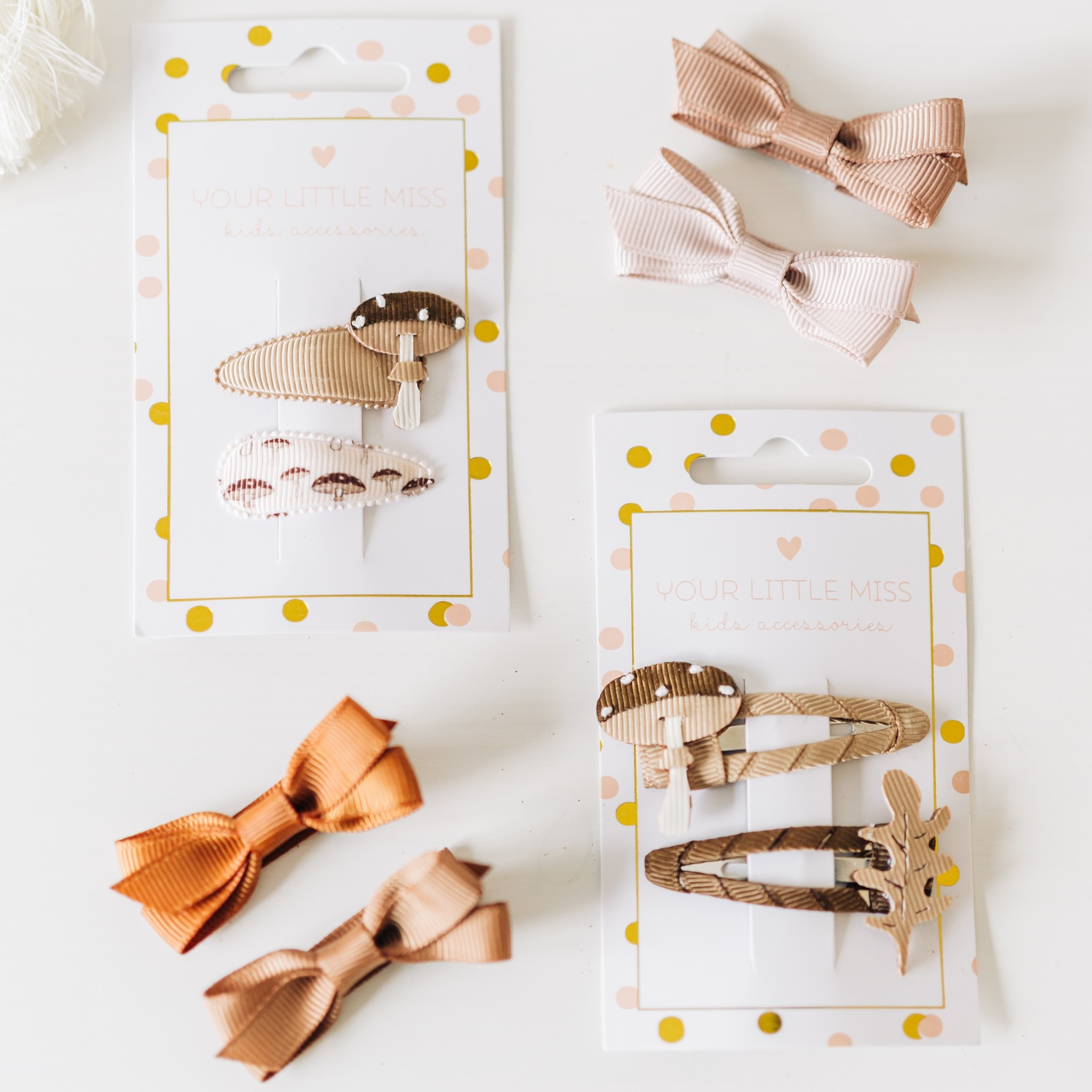 Hair clips with ribbon bow - natural vibes - Your Little Miss