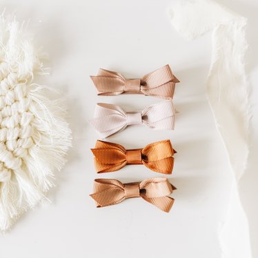 Your Little Miss Hair clips with ribbon bow - natural vibes