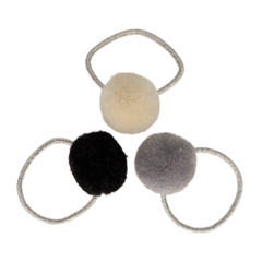 Your Little Miss Basic mini hair ties with pom-poms - silver moon