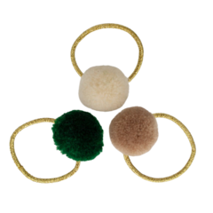 Your Little Miss Basic mini hair ties with pom-poms - green earth