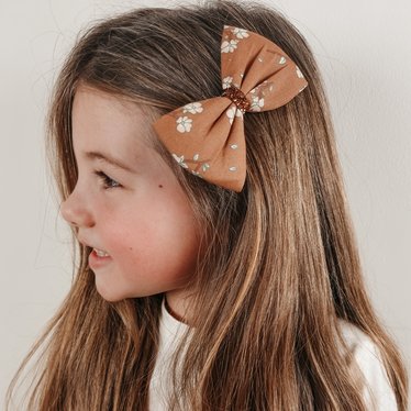 Your Little Miss Hair clip with bow - party flower gold