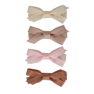 Your Little Miss Baby hair clips with ribbon bow - powder pink satin