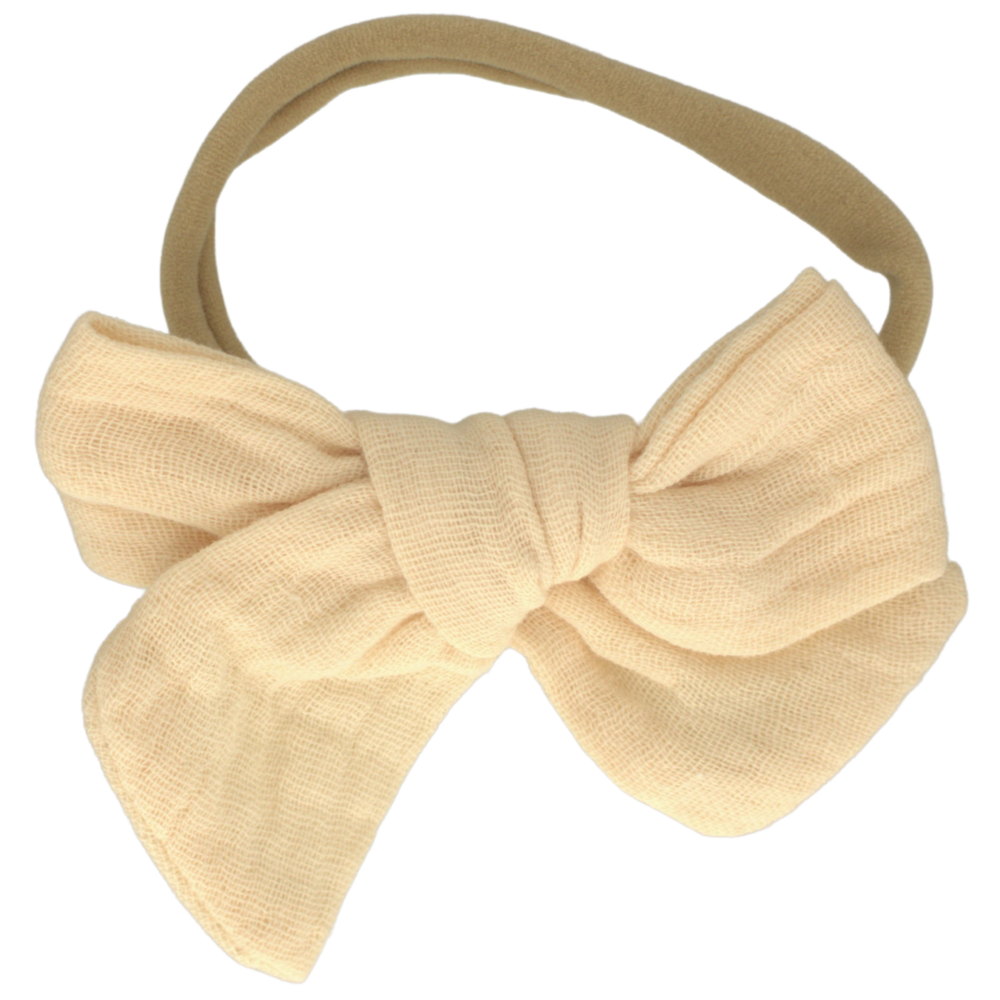 Your Little Miss Fascia per capelli bambini con bottone e doppio fiocco - pink muslin