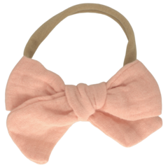 Your Little Miss Baby-Haarband mit Knopf und Doppelschleife - pink muslin