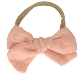 Your Little Miss Baby haarbandje met knoop en dubbele strik - pink muslin