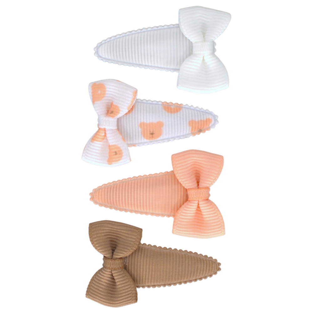 Your Little Miss Baby snap clips with bow - pink bear