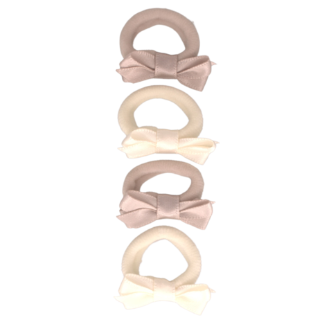 Your Little Miss Baby hair ties with little bow - vanilla satin Your Little Miss Baby hair ties with little bow - vanilla satin
