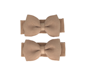 Your Little Miss Baby hair clips with bow - tan