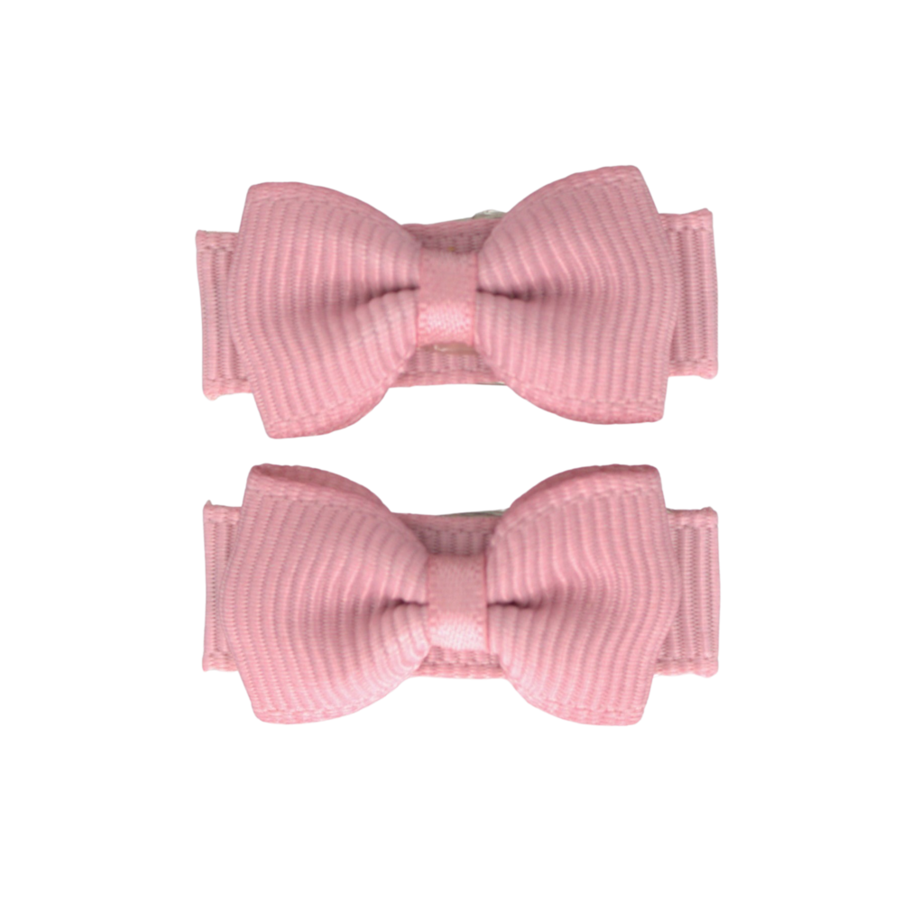 Your Little Miss Baby hair clips with bow - rose quartz