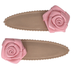 Your Little Miss Snap clips with fabric - pink felt rose
