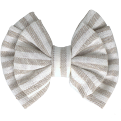 Your Little Miss Baby hair clip with double bow - Linen stripe