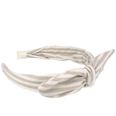 Your Little Miss Ribbed hairband with bow - Linen stripe