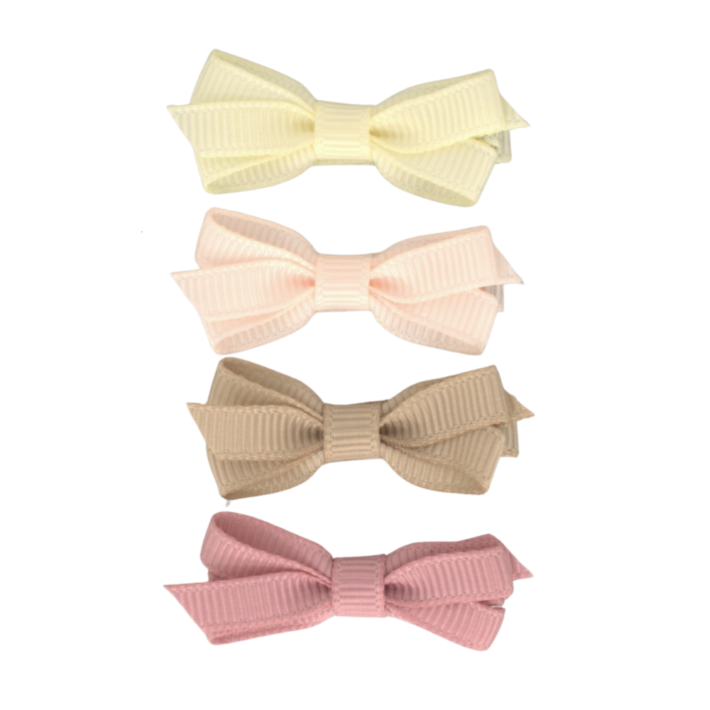 Your Little Miss Baby hair clips with ribbon bow - Soft tones