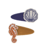 Your Little Miss Baby snap clips with fabric - Seashore