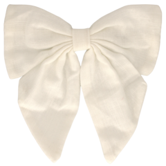 Your Little Miss Hair clip with big bow - White linen