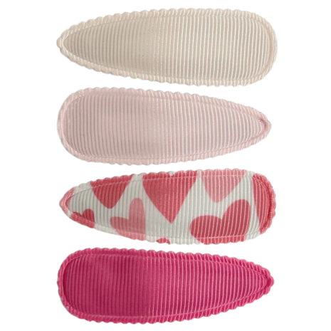 Your Little Miss Klick-Klack-Haarspangen mit Stoff - pink hearts