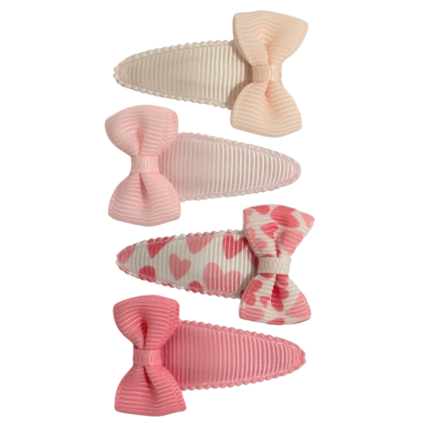 Your Little Miss Baby snap clips with bow - pink hearts