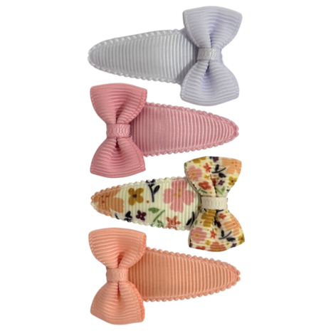 Your Little Miss Baby snap clips with bow - floral love