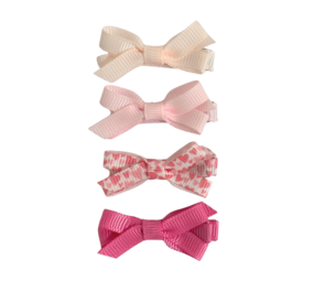 Your Little Miss Baby hair clips with ribbon bow - pink hearts Your Little Miss Baby hair clips with ribbon bow - pink hearts