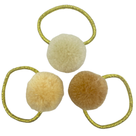Your Little Miss Basic mini haarelastiekjes met pompoms  - dunes