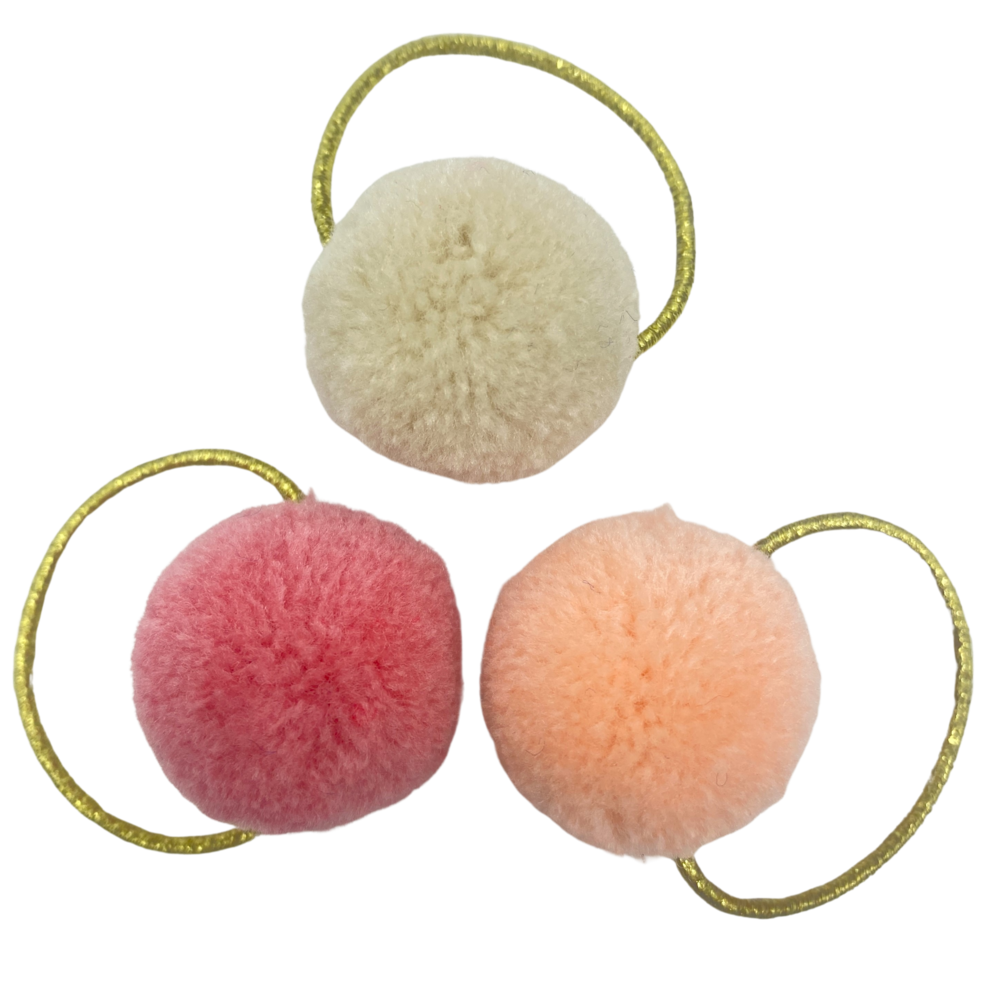 Your Little Miss Basic Haargummis mit Pompons - Pink sands