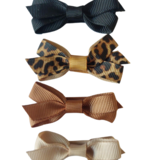 Your Little Miss Baby hair clips with ribbon bow - leopard love