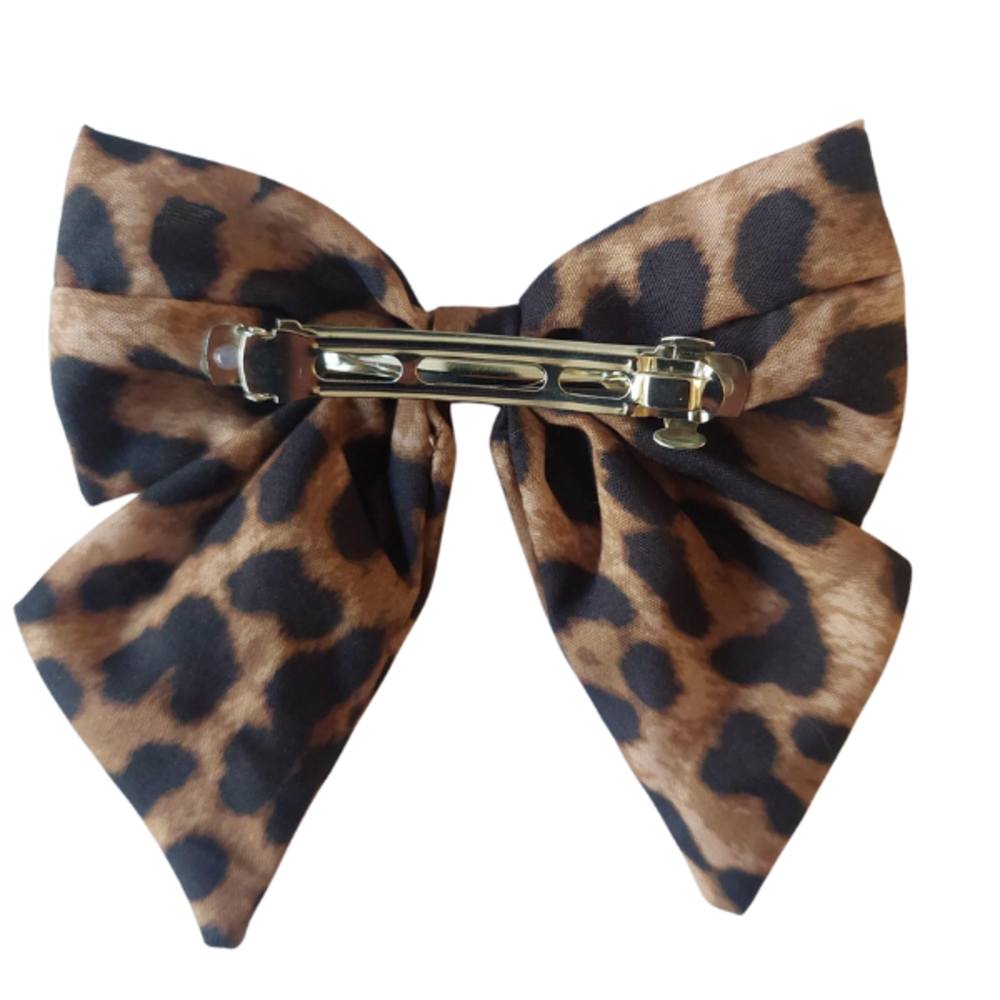 Your Little Miss Hair clip with big bow - leopard love