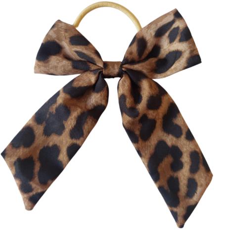 Your Little Miss Haarelastiek met grote strik - leopard love