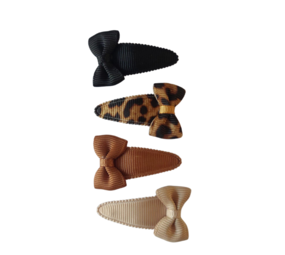 Your Little Miss Baby-Klick-Klack-Haarspangen mit Schleife - leopard love