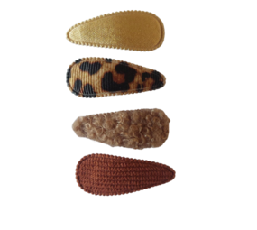 Your Little Miss Baby-Klick-Klack-Haarspangen mit Stoff - leopard love