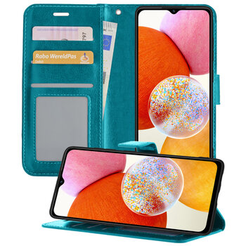 Samsung Galaxy A14 Hoesje Book Case Kunstleer Cover Hoes - Turquoise