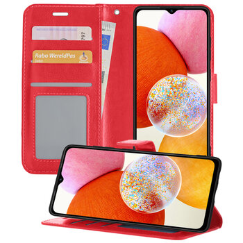 Samsung Galaxy A14 Hoesje Book Case Kunstleer Cover Hoes - Rood