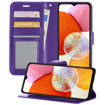 Samsung Galaxy A14 Hoesje Book Case Kunstleer Cover Hoes - Paars