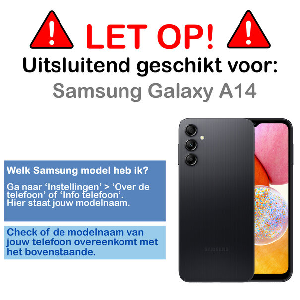 Samsung Galaxy A14 4G Hoesje Book Case Kunstleer Cover Hoes - Donkerroze