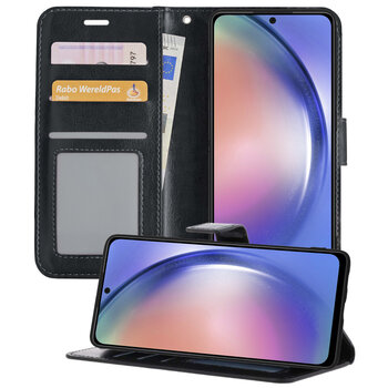 Betaalbare Hoesjes Samsung Galaxy A54 Hoesje Book Case Kunstleer Cover Hoes - Zwart