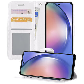 Betaalbare Hoesjes Samsung Galaxy A54 Hoesje Book Case Kunstleer Cover Hoes - Wit
