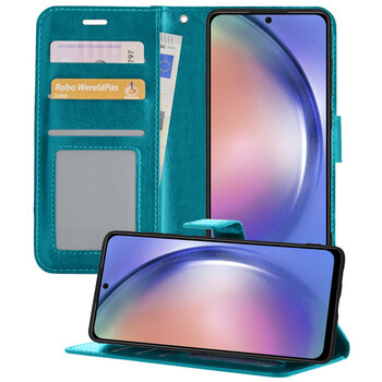 Betaalbare Hoesjes Samsung Galaxy A54 Hoesje Book Case Kunstleer Cover Hoes - Turquoise