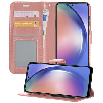 Samsung Galaxy A54 Hoesje Book Case Kunstleer Cover Hoes - Rose Goud