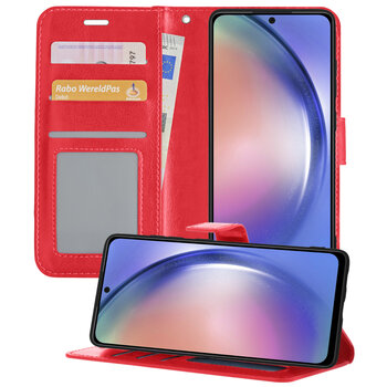 Betaalbare Hoesjes Samsung Galaxy A54 Hoesje Book Case Kunstleer Cover Hoes - Rood