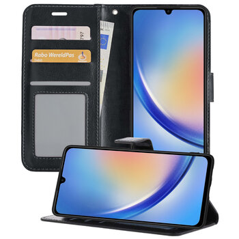 Samsung Galaxy A34 Hoesje Book Case Kunstleer Cover Hoes - Zwart