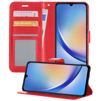 Samsung Galaxy A34 Hoesje Book Case Kunstleer Cover Hoes - Rood